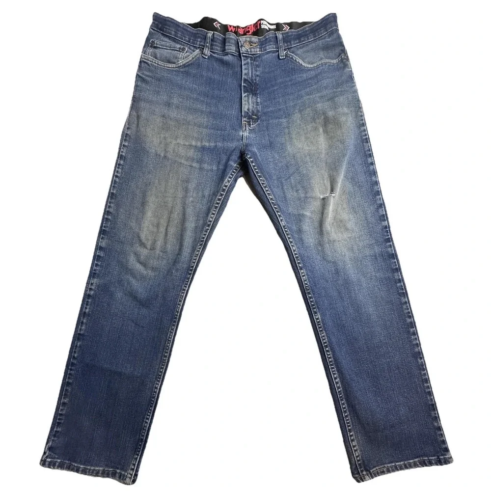 Wrangler Performance Series Straight Jeans Mens 34x30 (36x28) Blue Denim Stretch